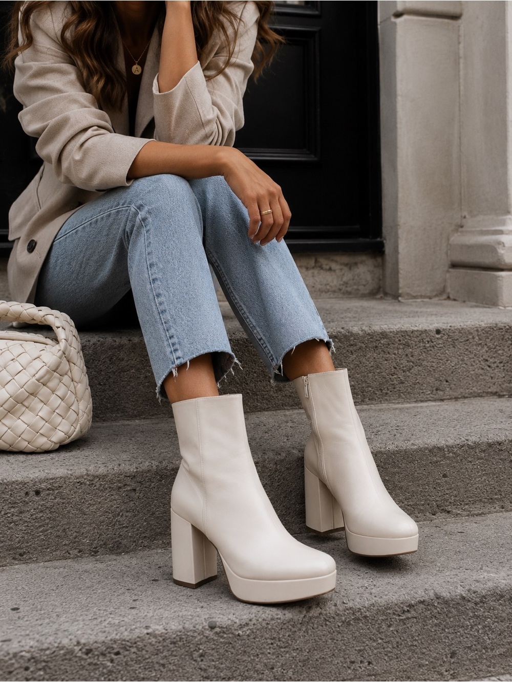 Platform Ankle Booties Chunky Block Heel Size 9